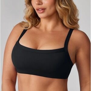 UNISSU Hugcurve Sports Bra Women Medium 8/10 Black NEW Square Neck Yoga EB001